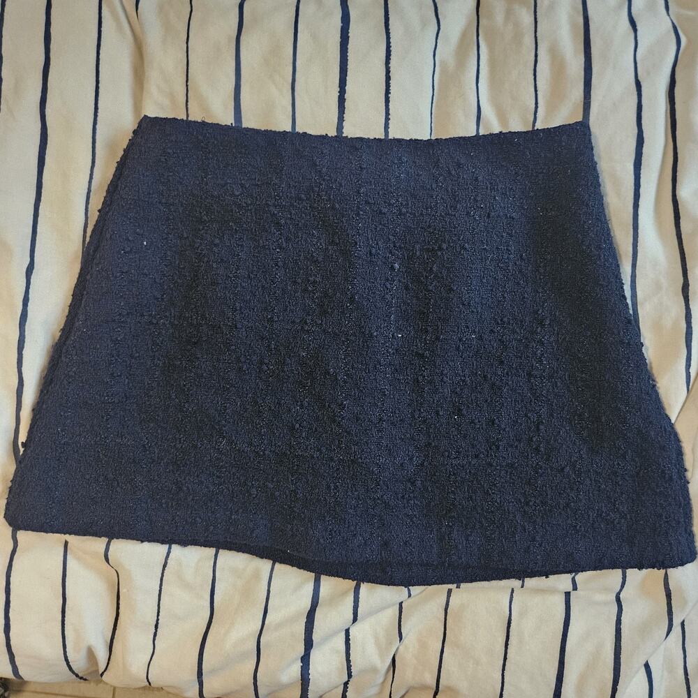 Abercrombie & Fitch SkIrt Women Large NAVYBlue Nubby Boucle Mini Side Zipper EUC